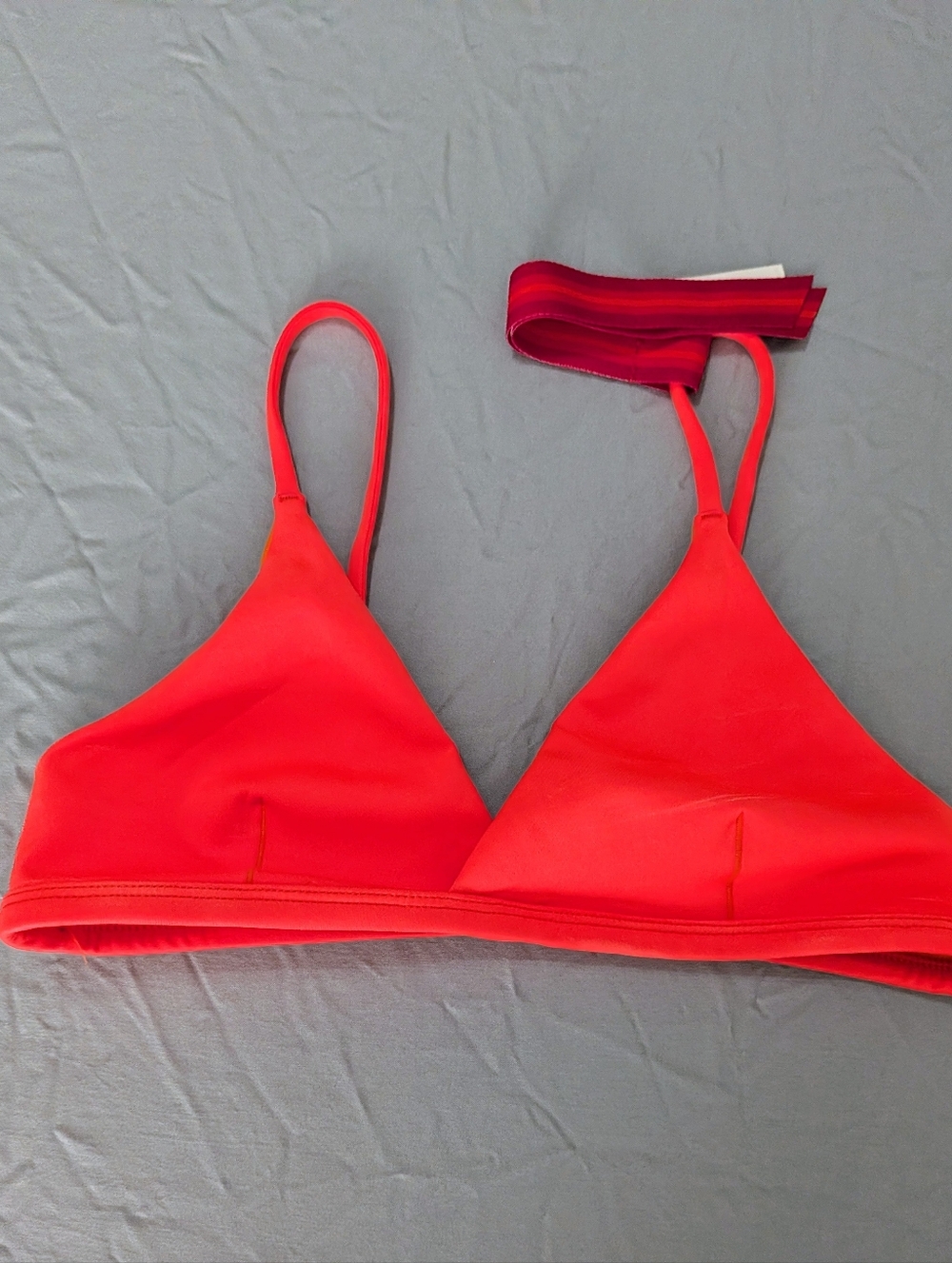 Left On Friday Women's Neon Orange V Bikini Top. New.